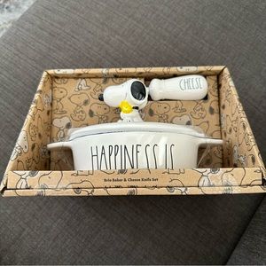 Rae Dunn x Peanuts Snoopy “Happiness” Brie Baker and Cheese Knife Set